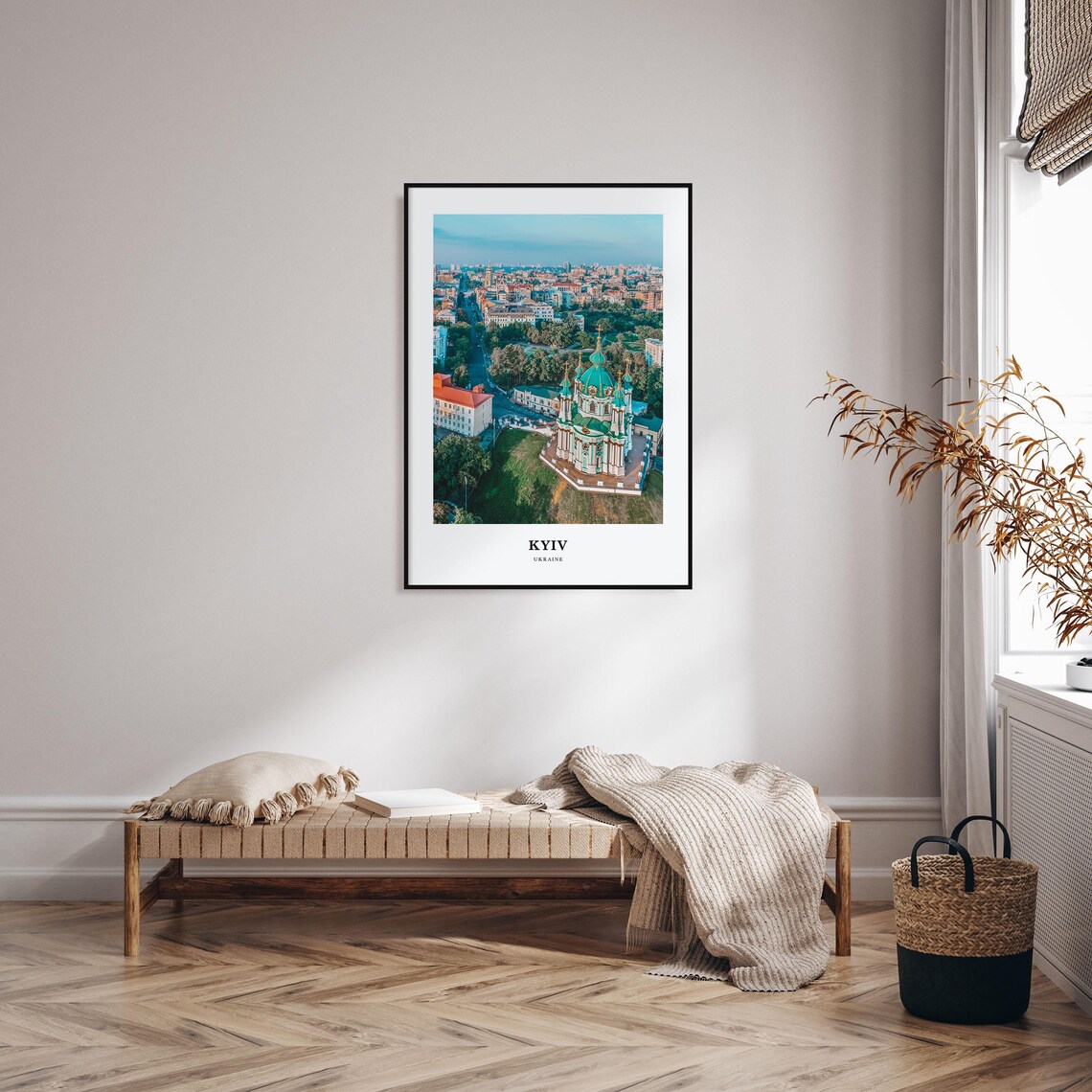 Kyiv Ukraine Turquoise Domed Church Aerial City View Travel Poster - Image 3