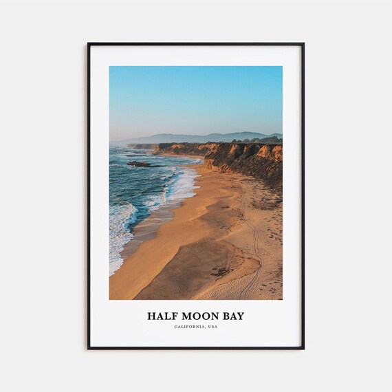 Half Moon Bay Travel Poster, California Map Print