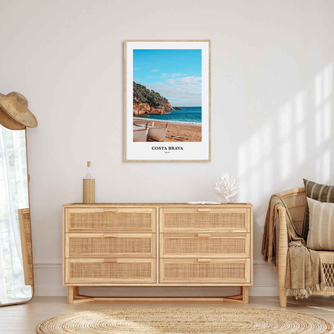 Costa Brava Spain Sandy Cove With Boats Rocky Coast Photo Poster - Image 2