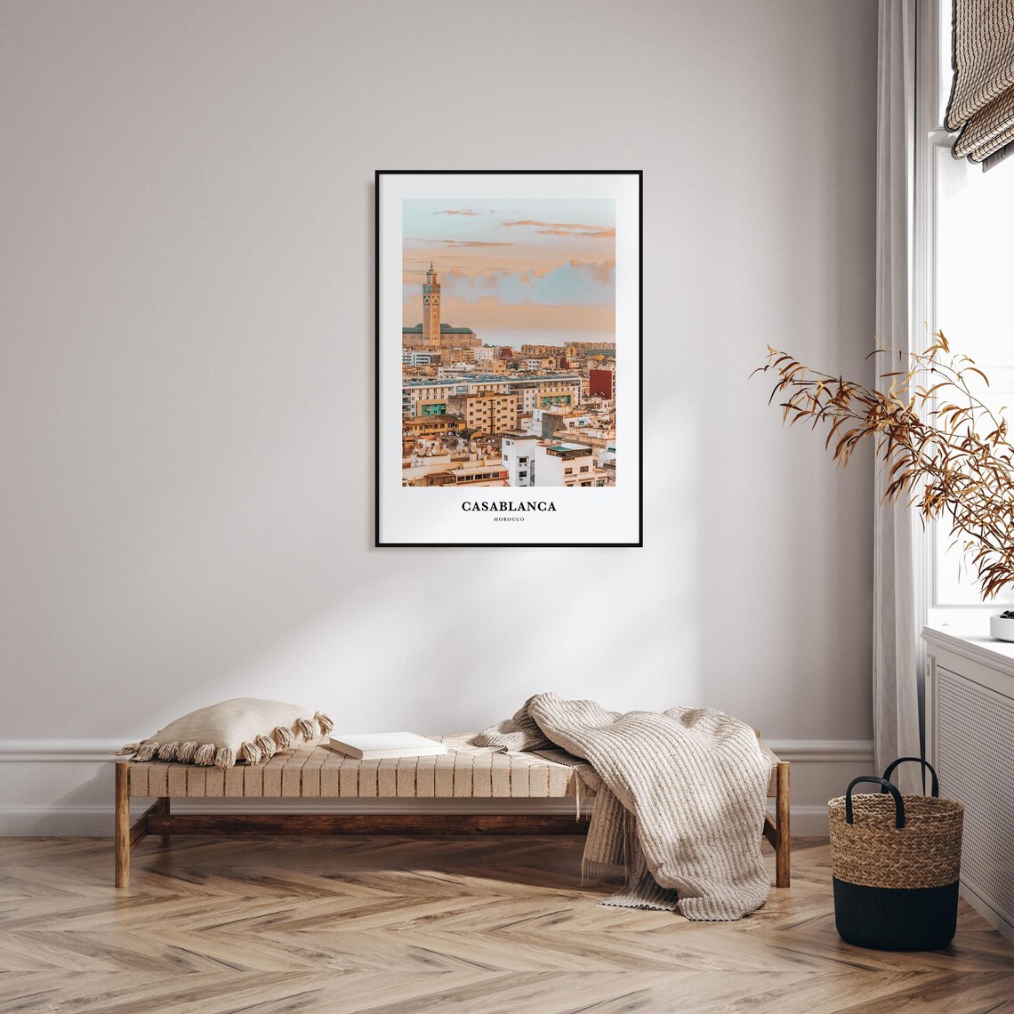 Casablanca Morocco Hassan II Mosque Sunset Skyline Photo Poster - Image 3