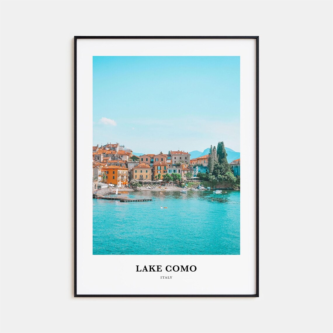 Lake Como Italy Lakeside Village Turquoise Water Travel Poster