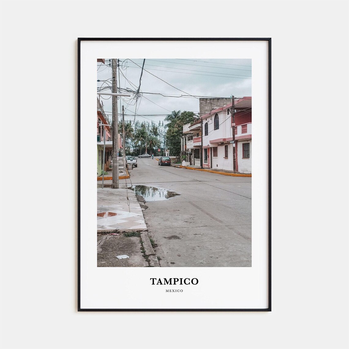 Tampico Mexico Quiet Colonial Street Everyday Scene Travel Poster