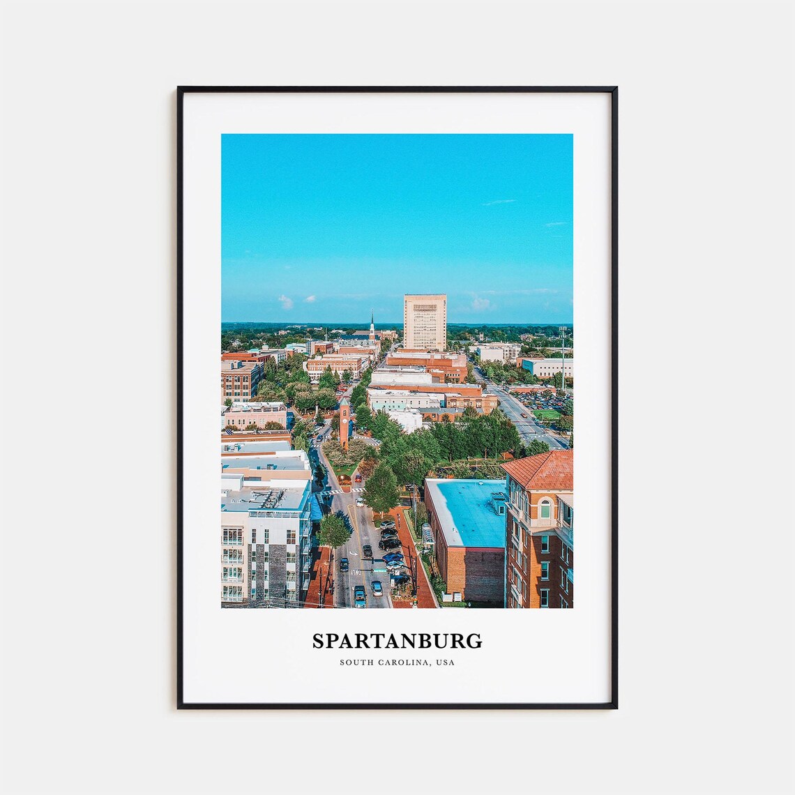 Spartanburg South Carolina Downtown Aerial Photography Poster