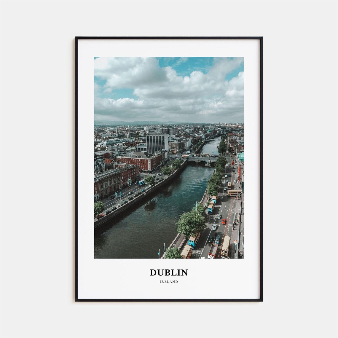 Dublin Ireland River Liffey Aerial Minimalist Cityscape Poster
