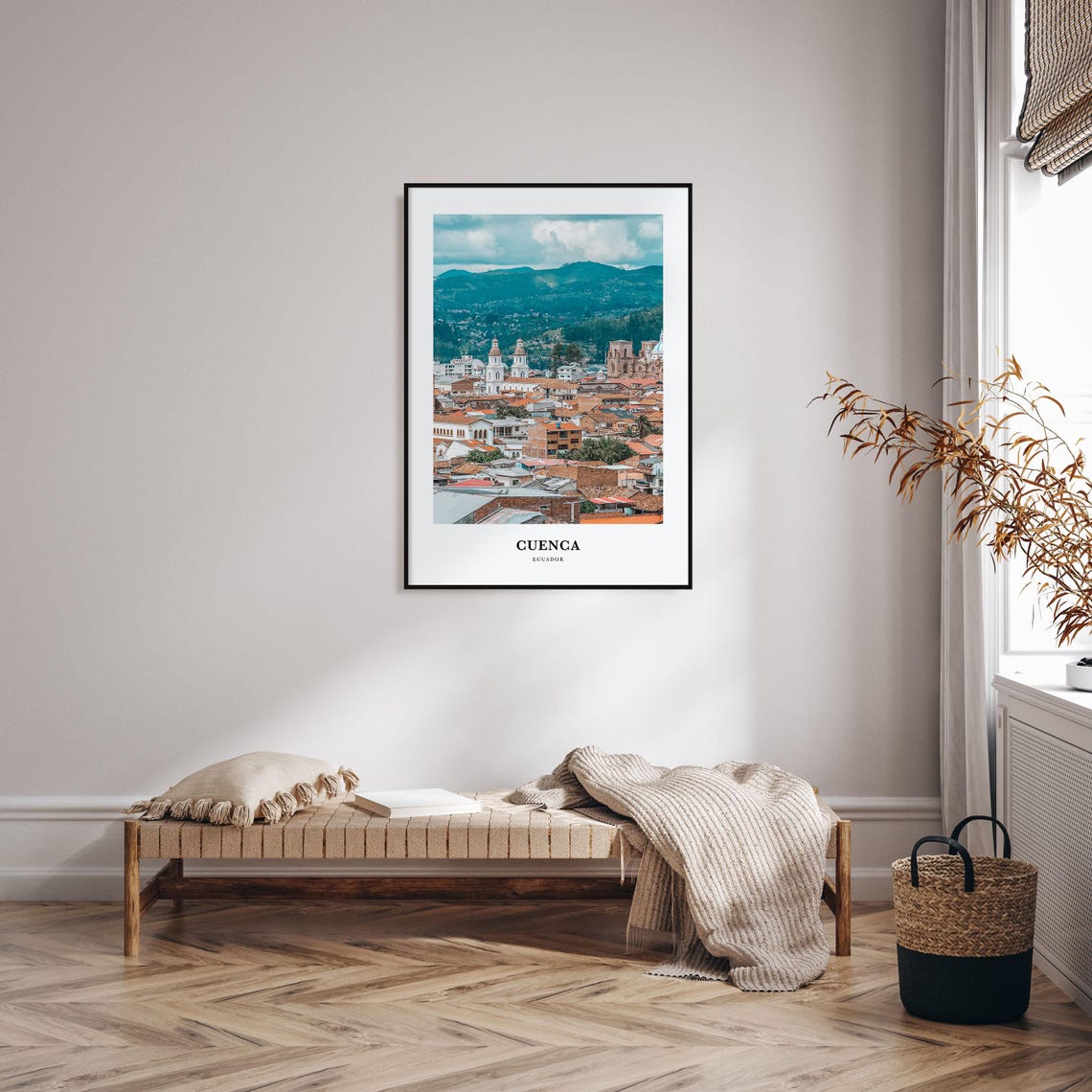 Cuenca Ecuador Colonial Rooftops and Mountain View Travel Poster - Image 3