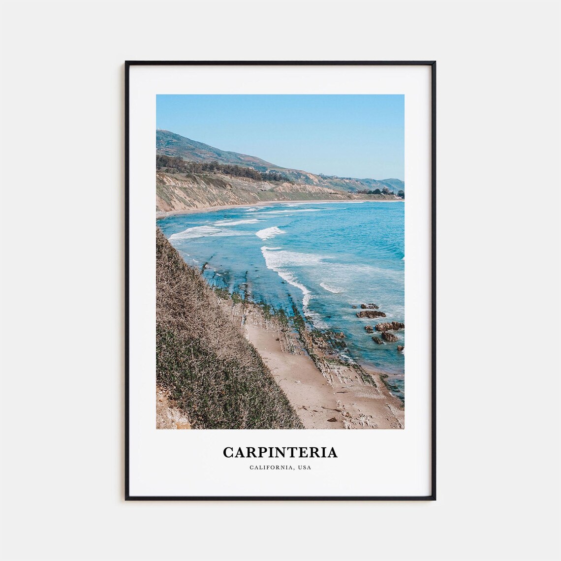 Carpinteria California Beach Cliffs Waves Photography Travel Poster