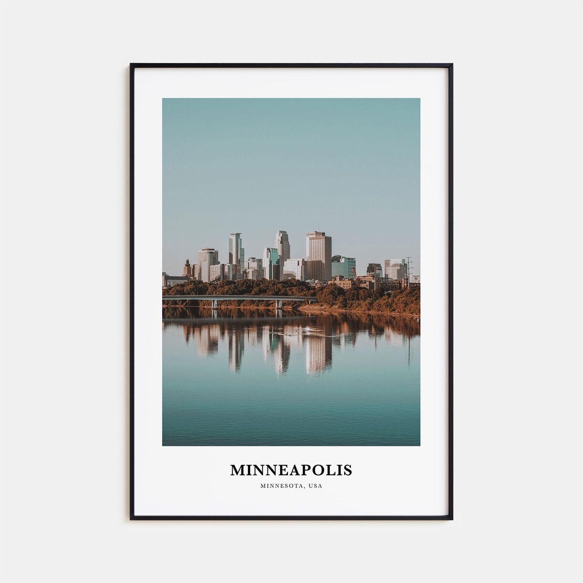 Minneapolis Minnesota Skyline Reflected in River City Poster
