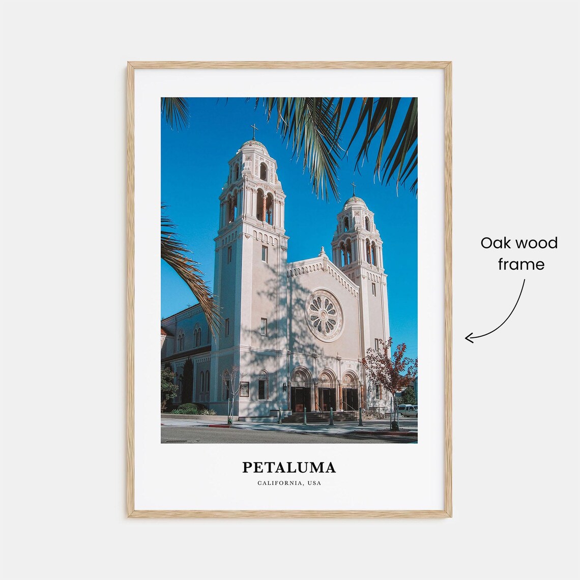 Petaluma California Historic Church Towers Palm Fronds Photo Poster - Image 3