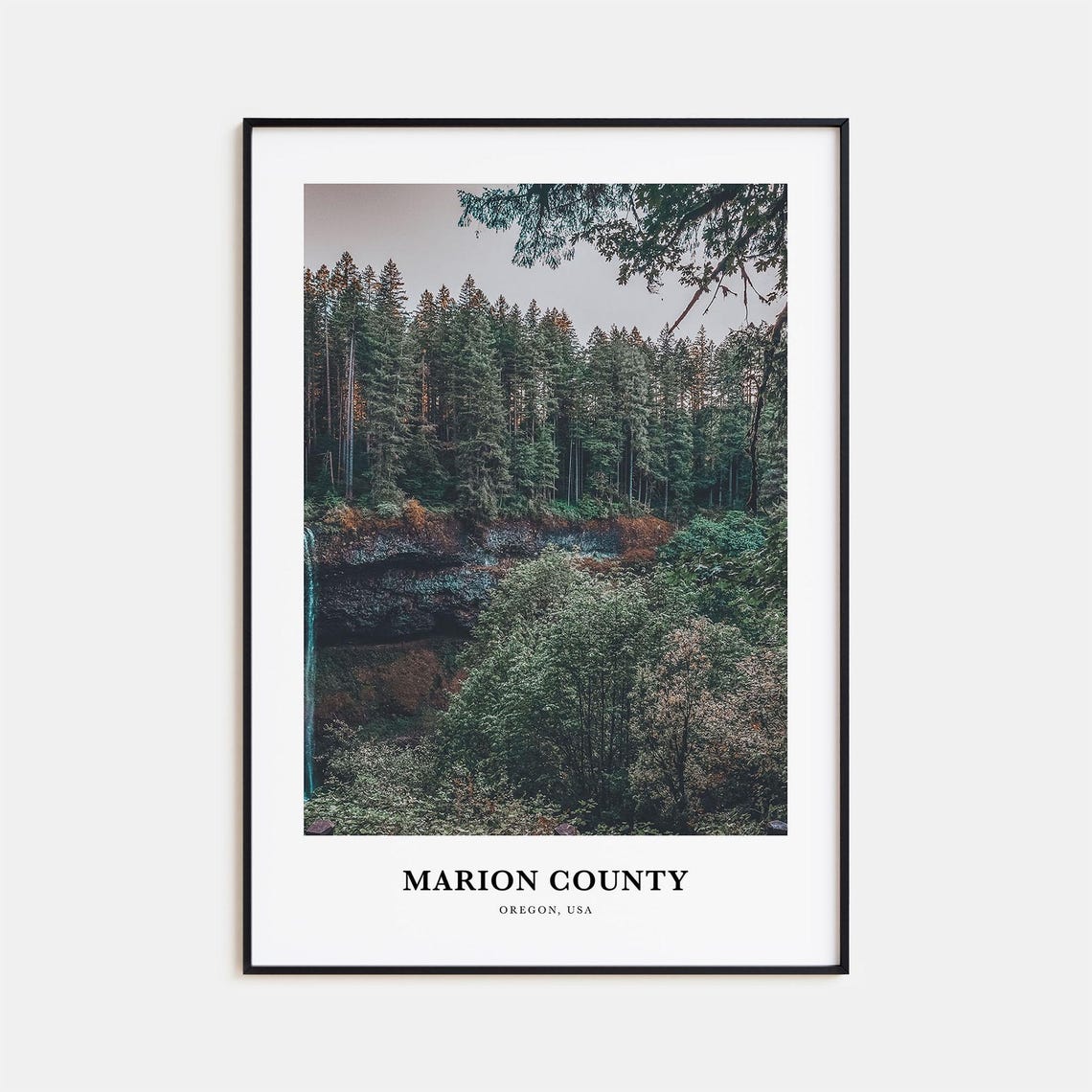 Marion County Oregon Forest Waterfall Pacific Northwest Nature Poster