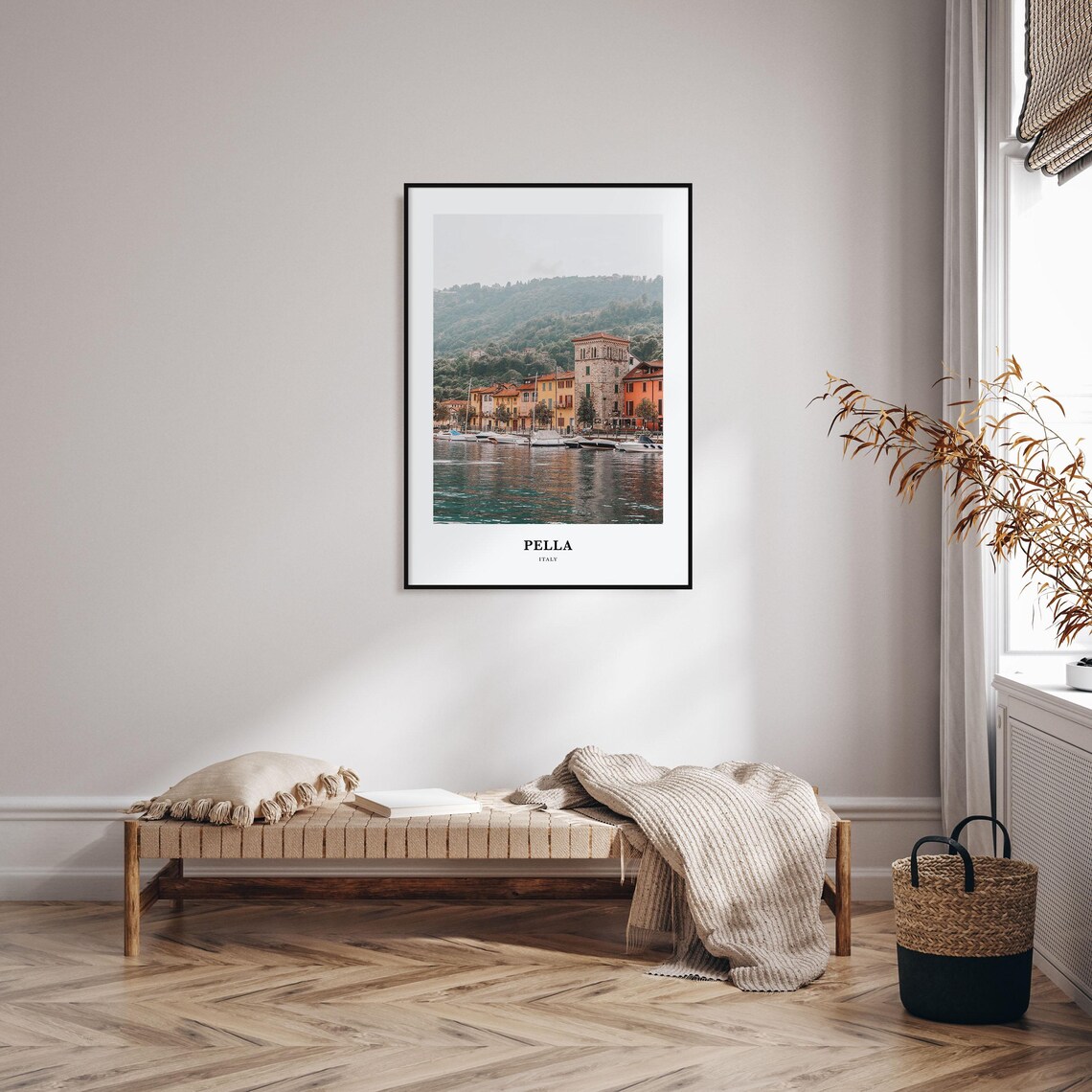 Pella Italy Lakeside Village Boats Harbor Hillside Photo Travel Poster - Image 3