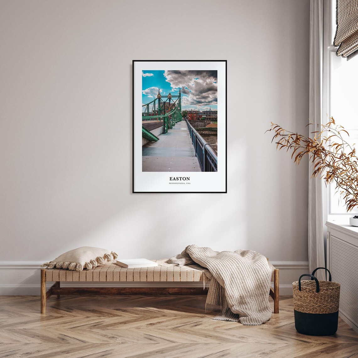 Easton Pennsylvania Green Bridge Over The River Travel Poster - Image 4