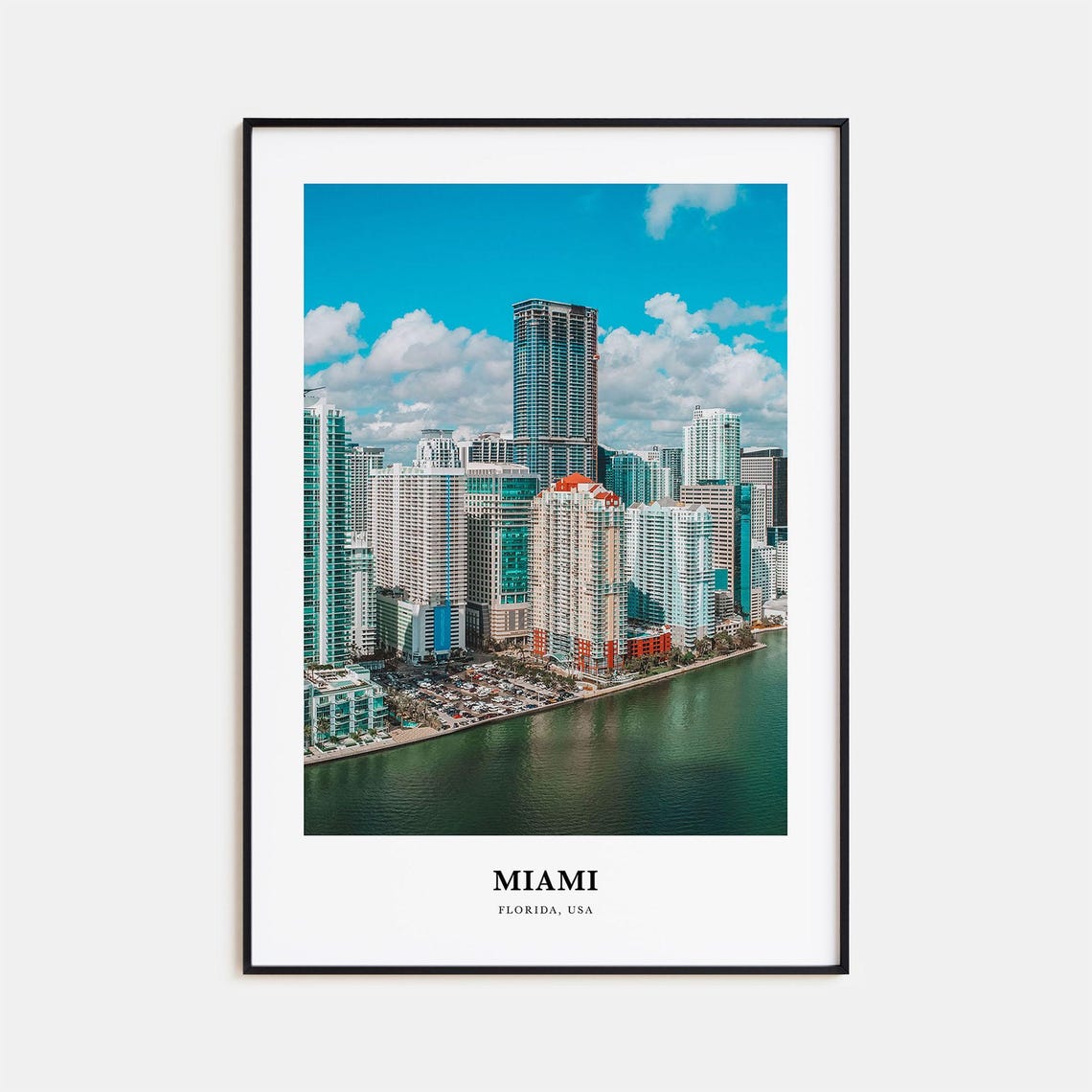 Miami Florida Downtown Skyline Waterfront Towers Photography Poster