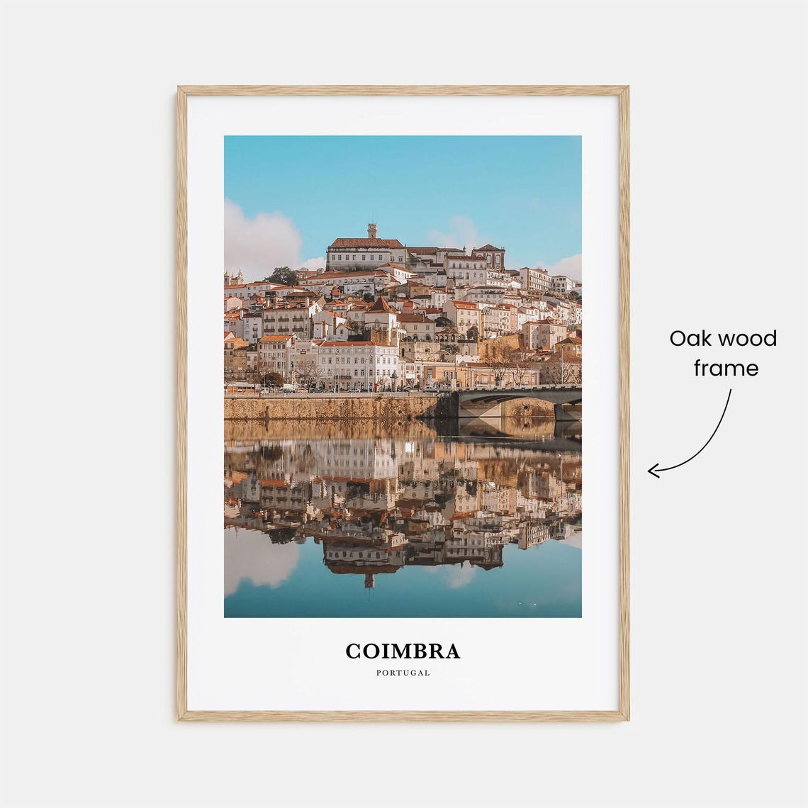 Coimbra Portugal Hillside Old Town River Reflection Photo Poster - Image 3