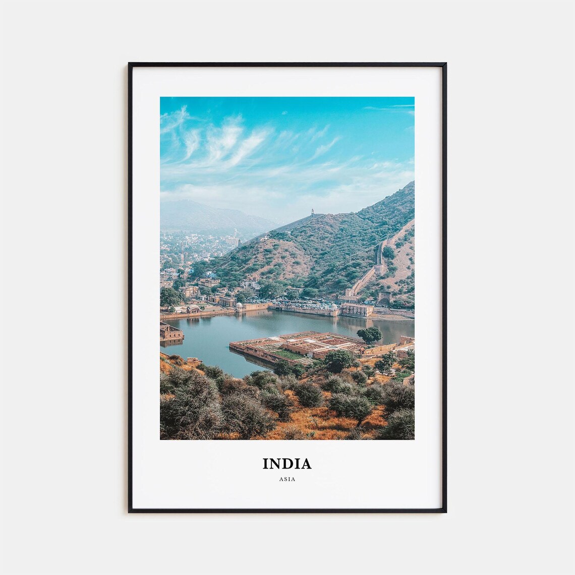 India Asia Mountain Lake Floating Gardens Valley Scenic Travel Poster