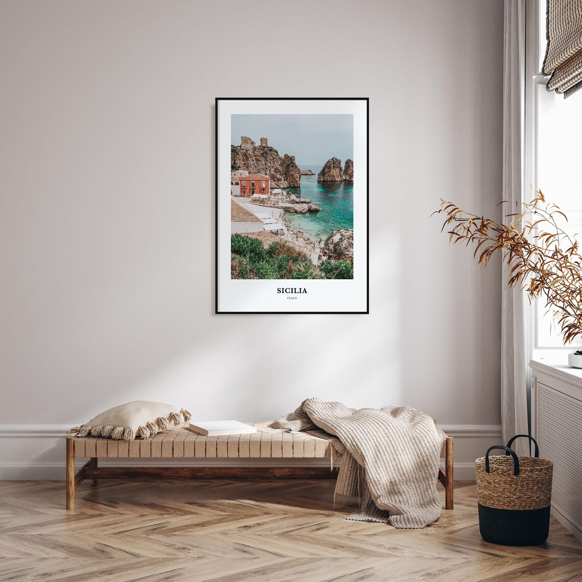 Sicilia Italy Rocky Cove Sea Villa Photography Travel Poster Coast - Image 3