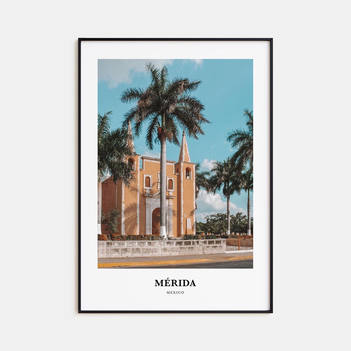 Merida Mexico Colonial Church Palm Trees Yucatan Photo Print
