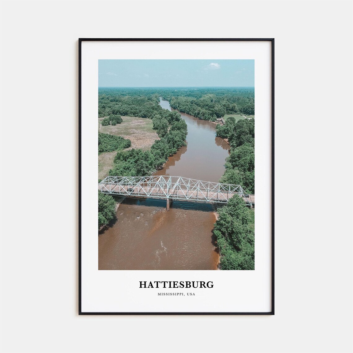 Hattiesburg Mississippi River Truss Bridge Aerial Photography Poster