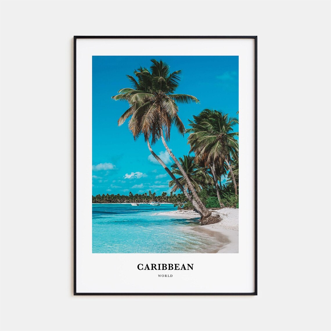 Caribbean Tropical Palm Beach Turquoise Ocean Travel Photo Poster