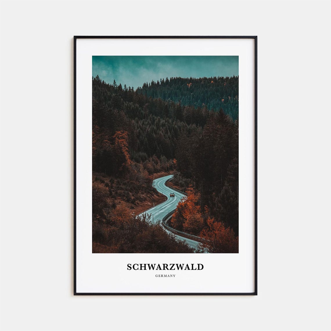 Schwarzwald Germany Winding Forest Road Moody Autumn Pines Poster