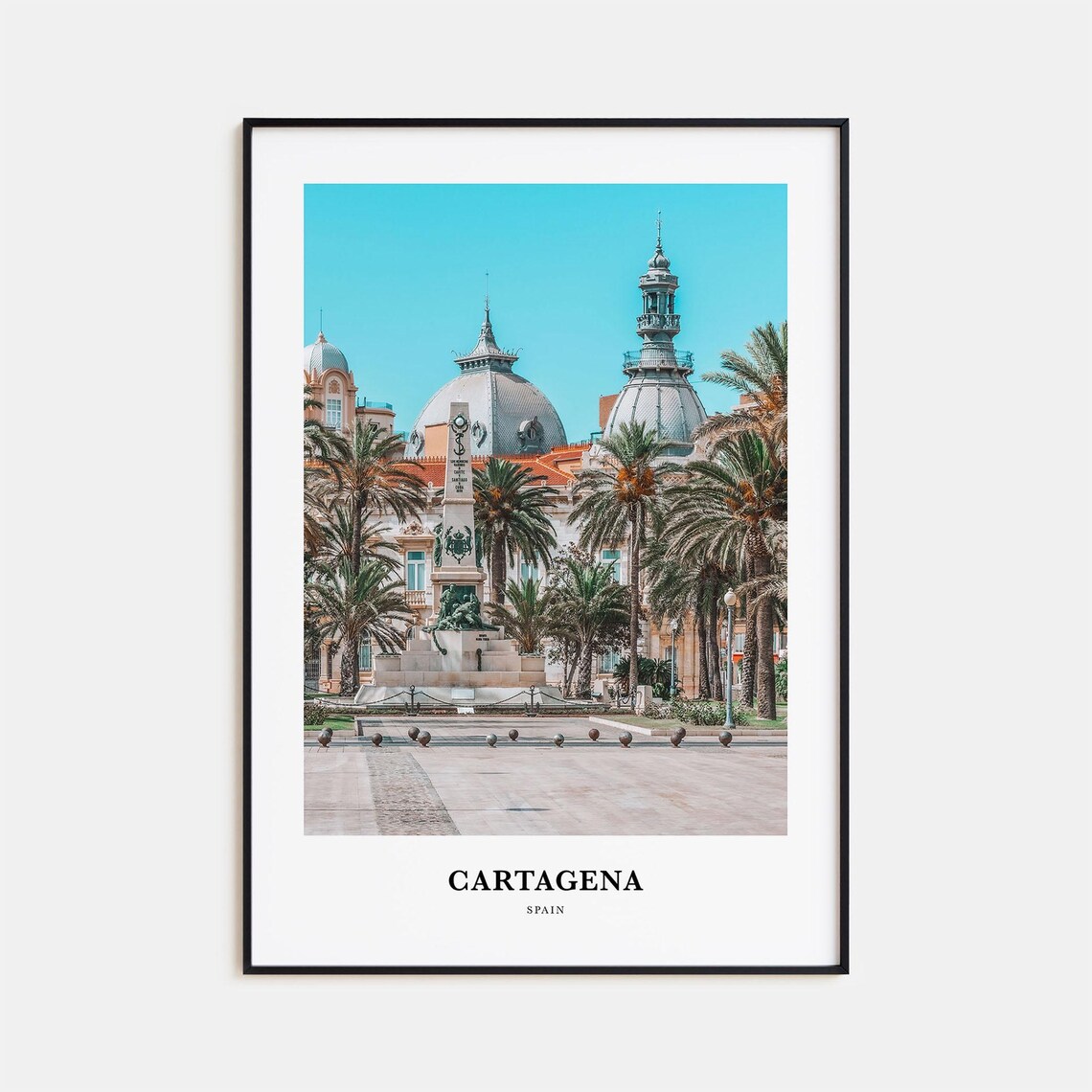 Cartagena Spain Plaza Monument Domed City Hall Palms Photo Poster