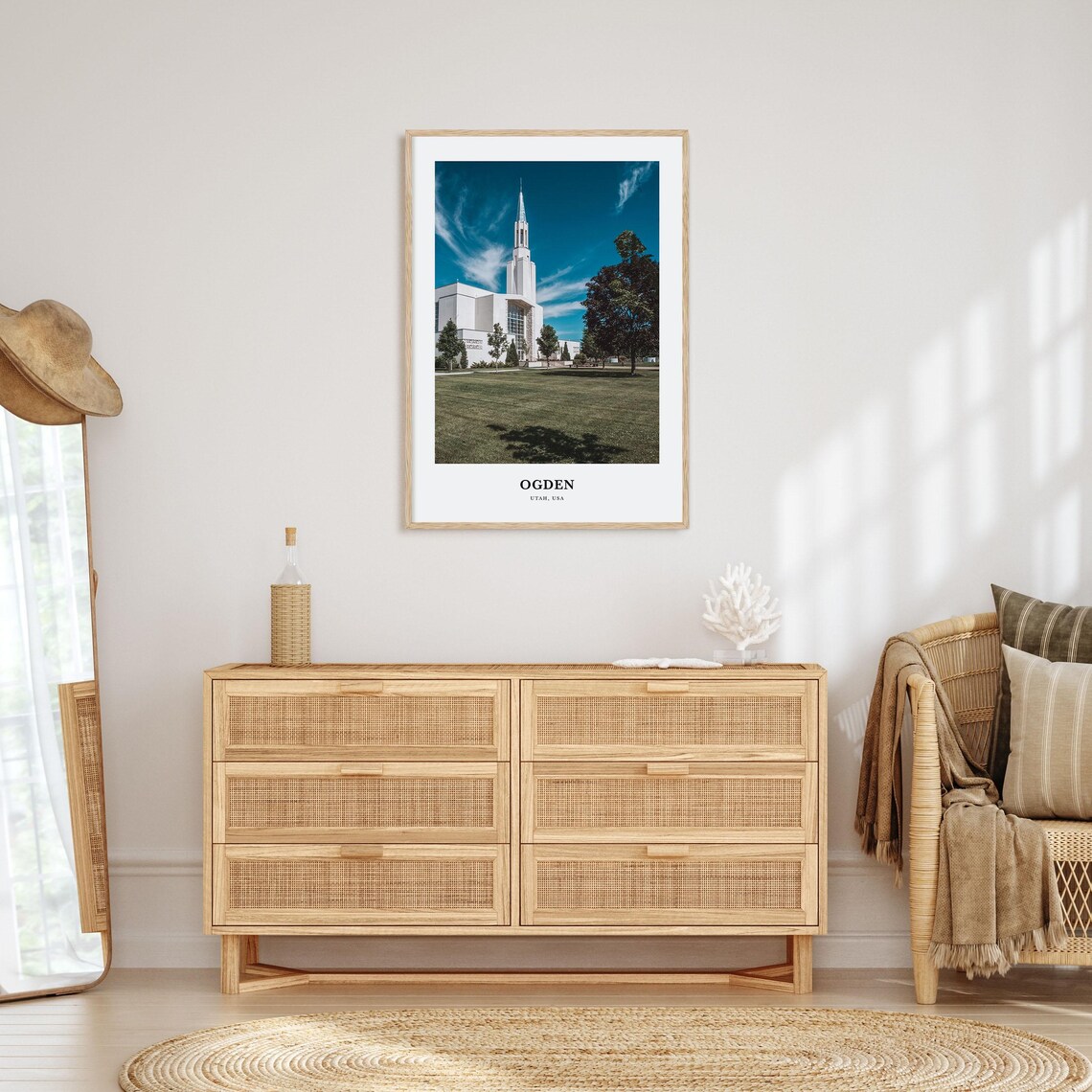 Ogden Utah USA White Temple Spire Sunny Photo Travel Wall Poster - Image 2