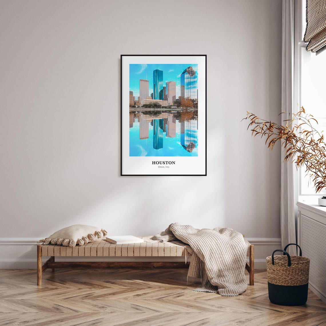Houston Texas Downtown Skyline Reflection Photography Travel Poster - Image 3