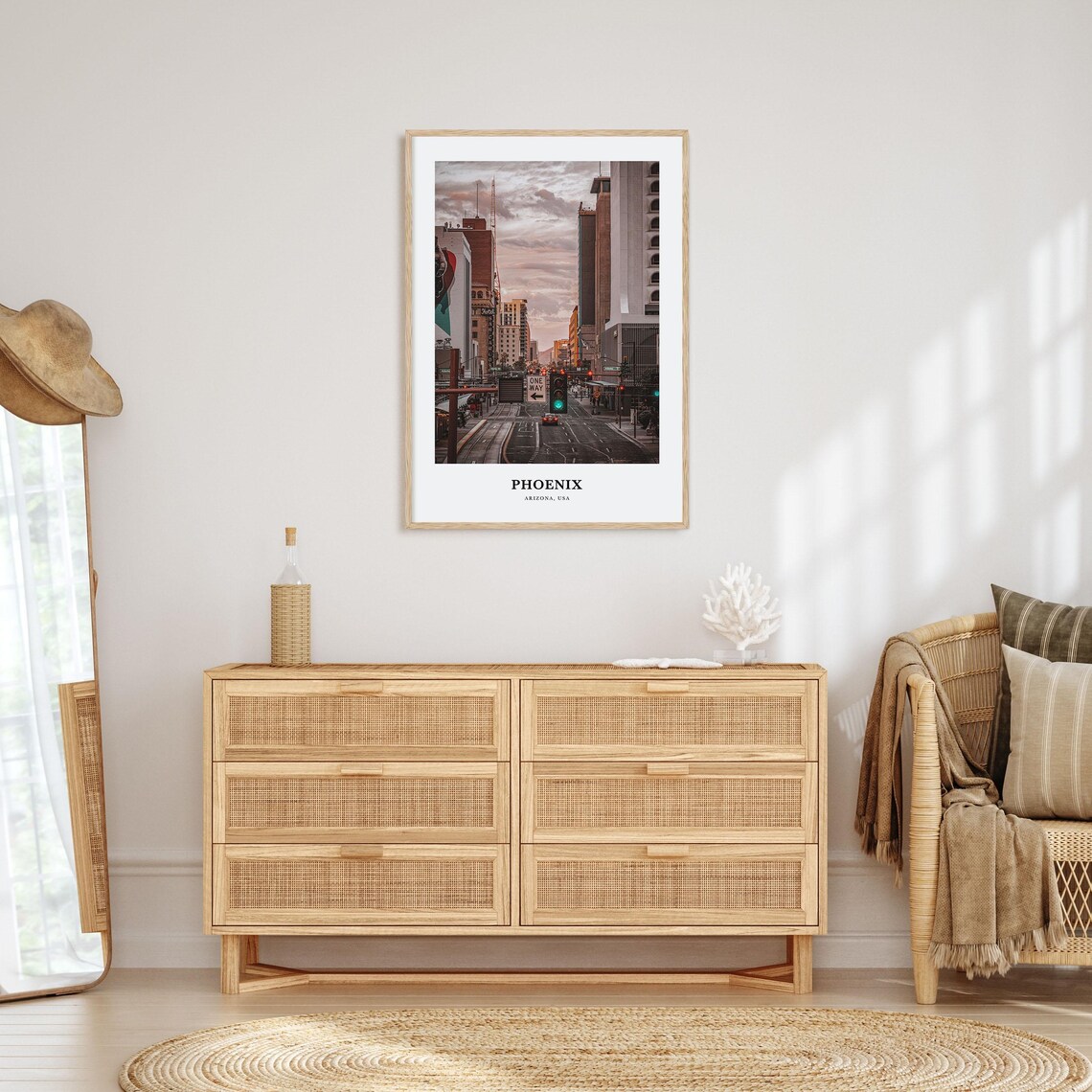 Phoenix Arizona Downtown Street Dusk Light Rail City Scene Poster - Image 2