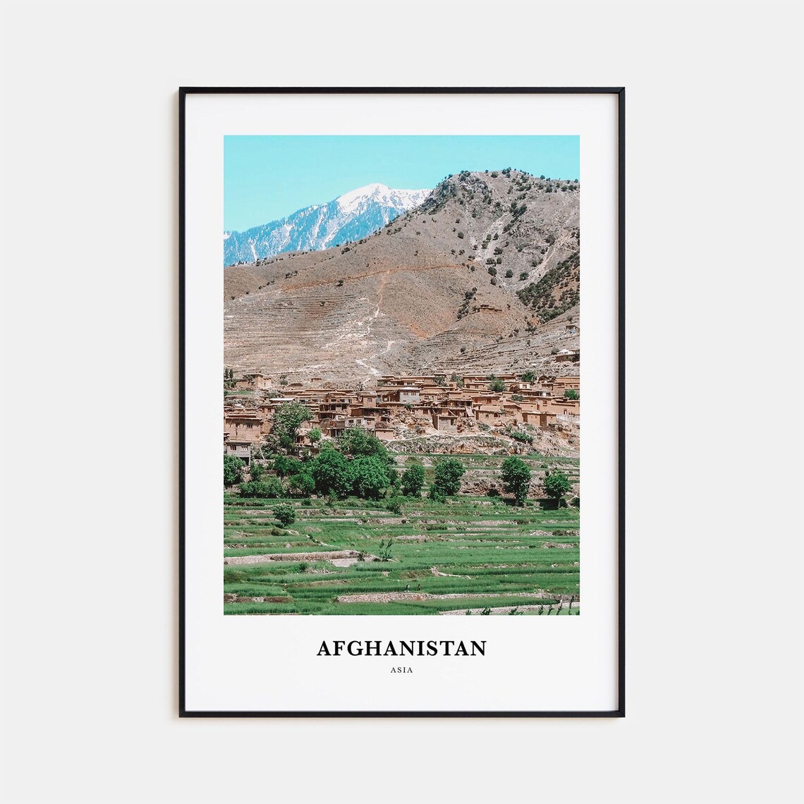 Afghanistan Valley Village Mountain Photography Travel Poster Asia