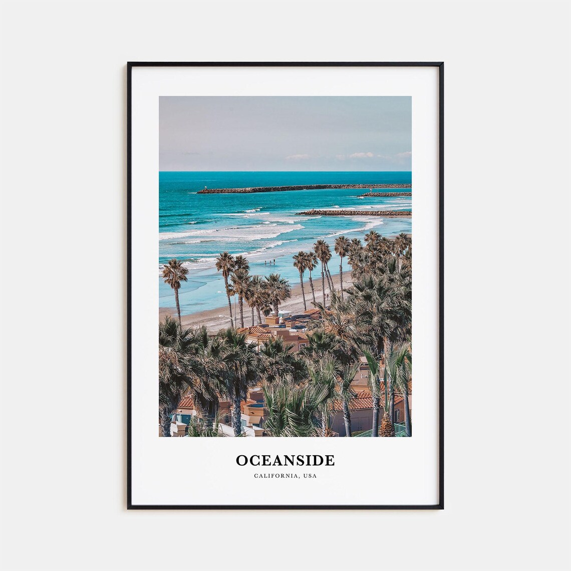 Oceanside California Sunny Seaside Palm Beach Pier Surf Photo Poster