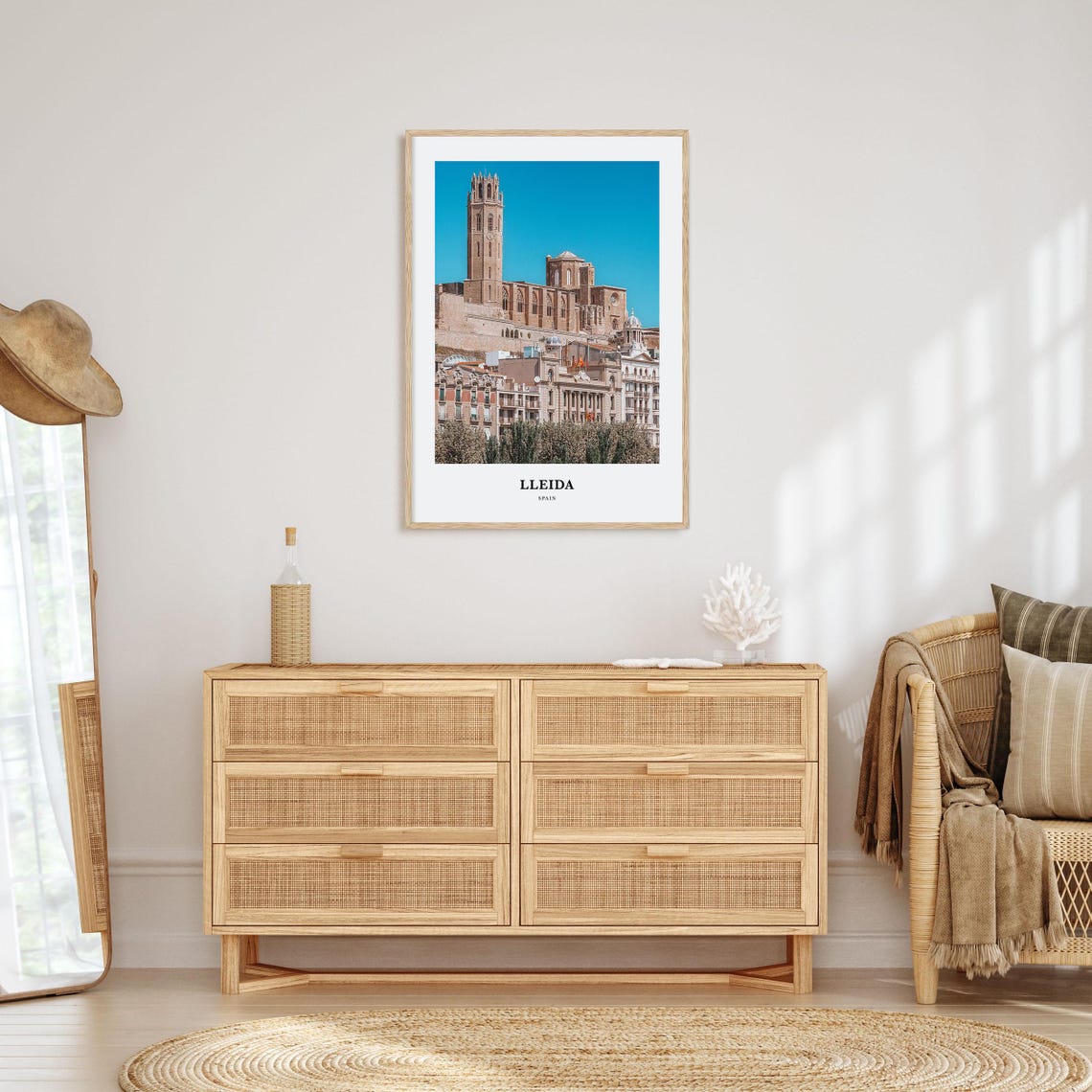 Lleida Spain Hilltop Cathedral Over Historic Old City View Poster - Image 2