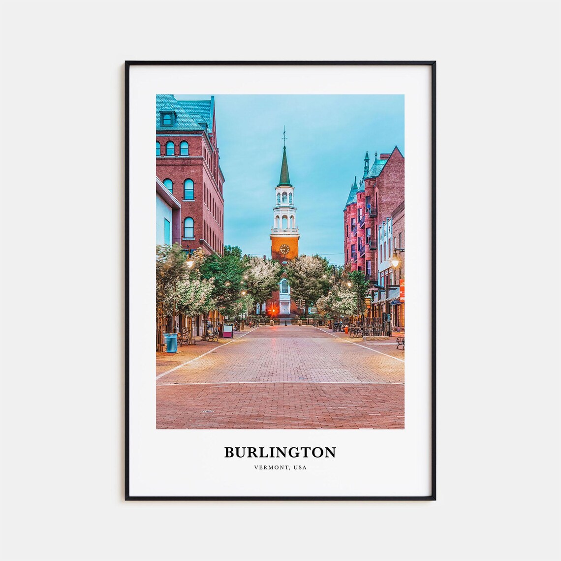 Burlington Vermont Travel Poster, Map Wall Art