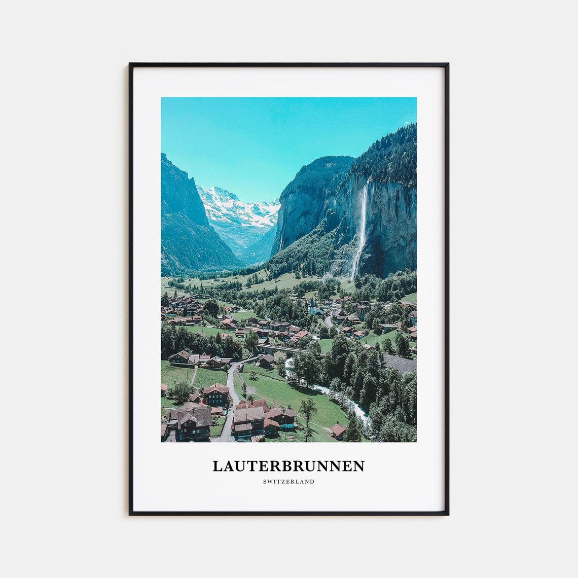Lauterbrunnen Switzerland Travel Poster, Map Art