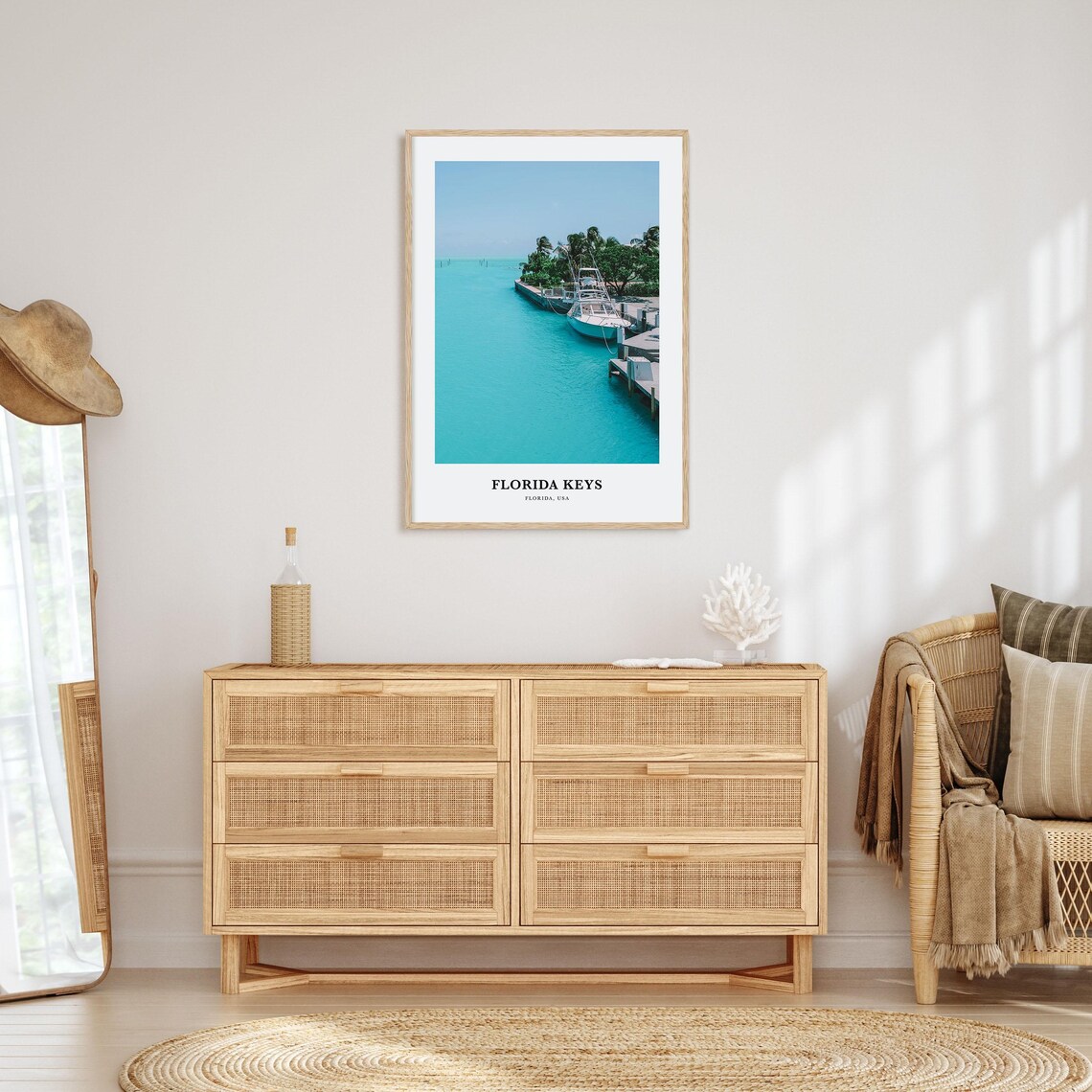 Florida Keys Turquoise Marina Boat Dock Coastal Travel Photo Poster - Image 2