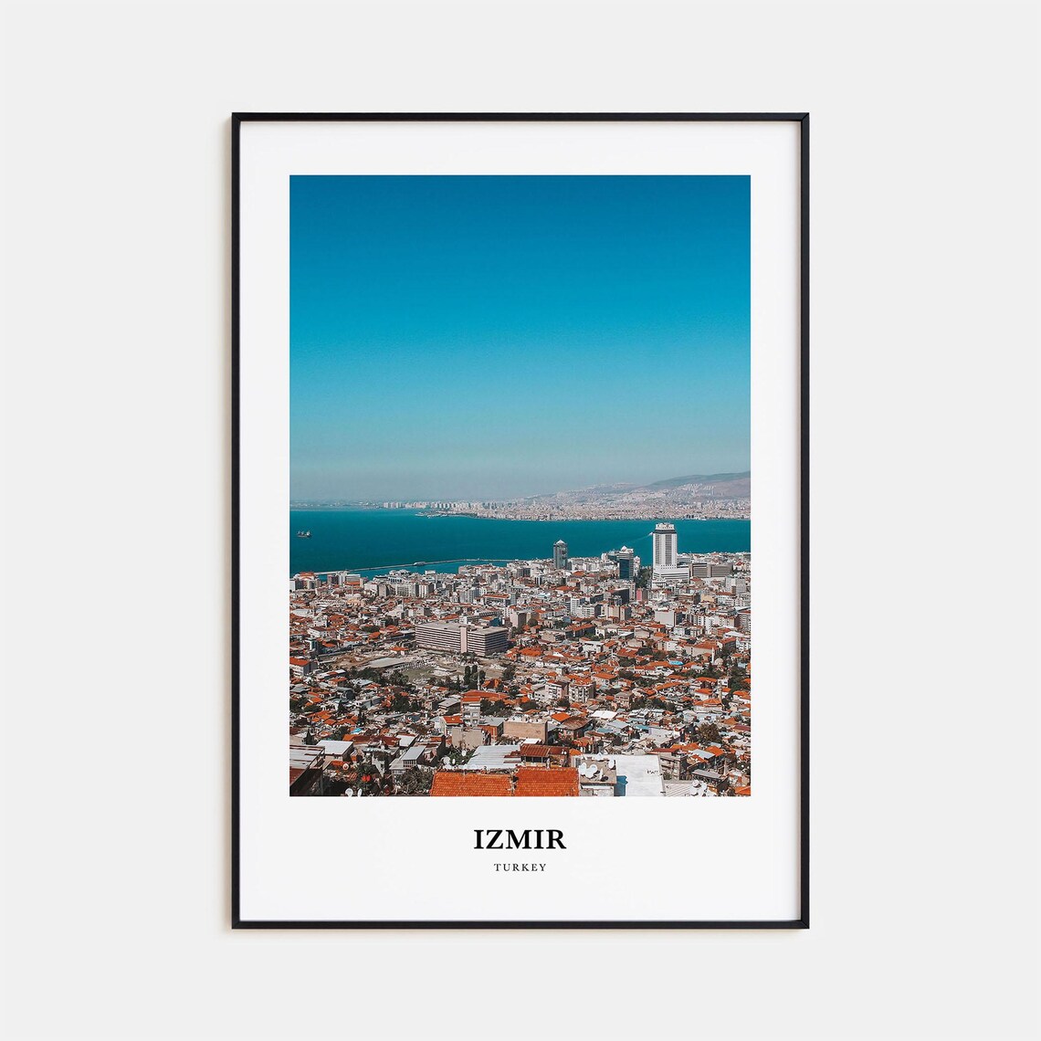 Izmir Turkey Aegean Bay City Aerial View Red Roofs Travel Poster