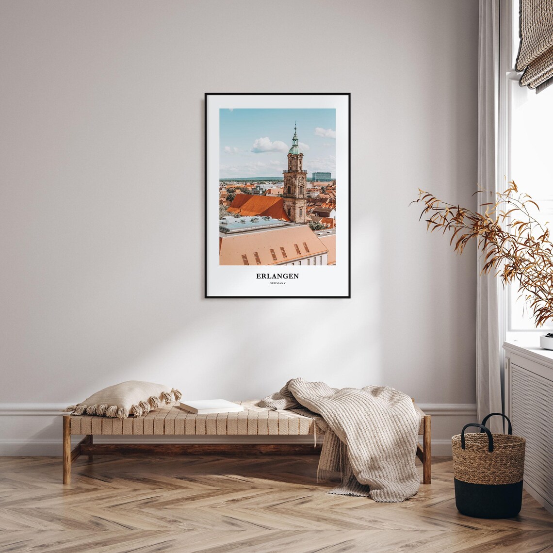 Erlangen Germany Historic Church Tower Red Roofs City View Poster - Image 3