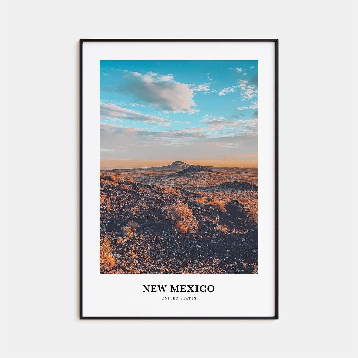 New Mexico Desert Sunset Golden Landscape Photography Travel Poster