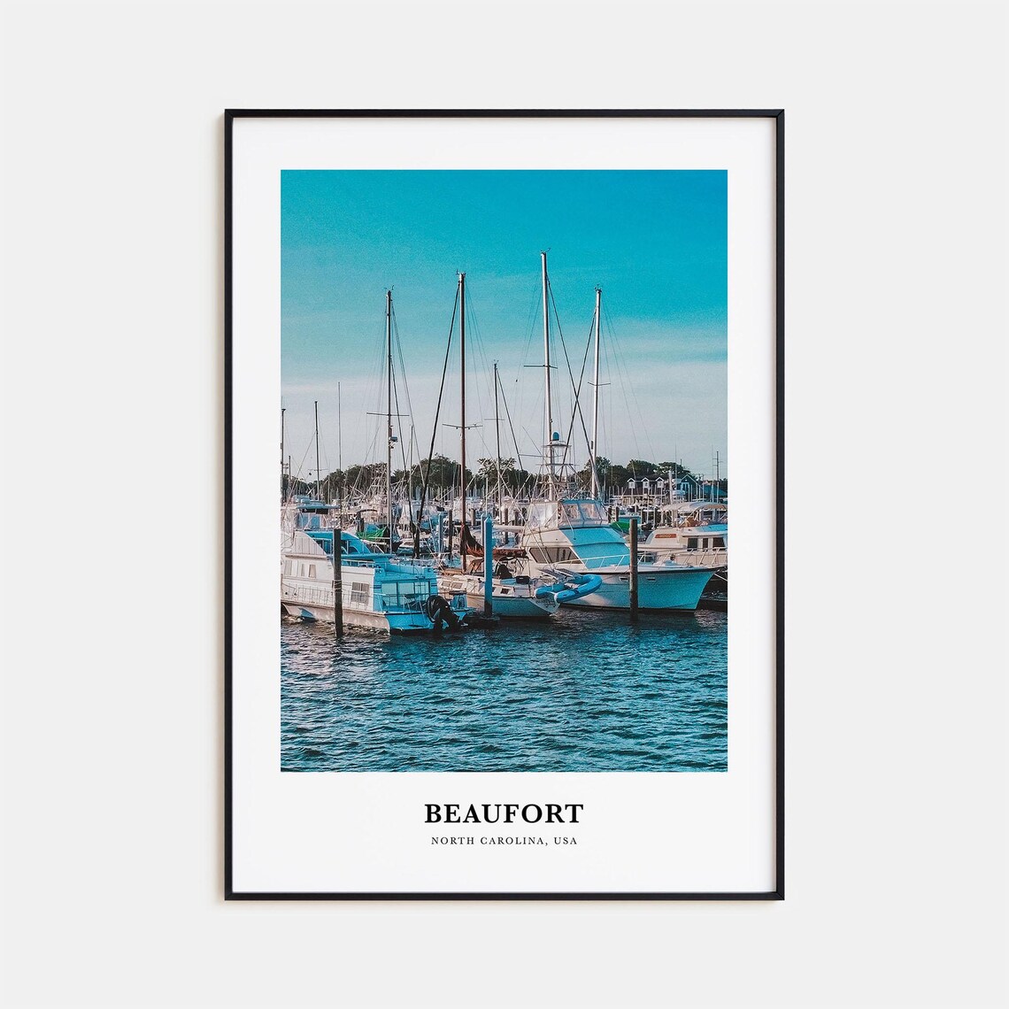 Beaufort North Carolina Marina Sailboats Harbor Travel Poster
