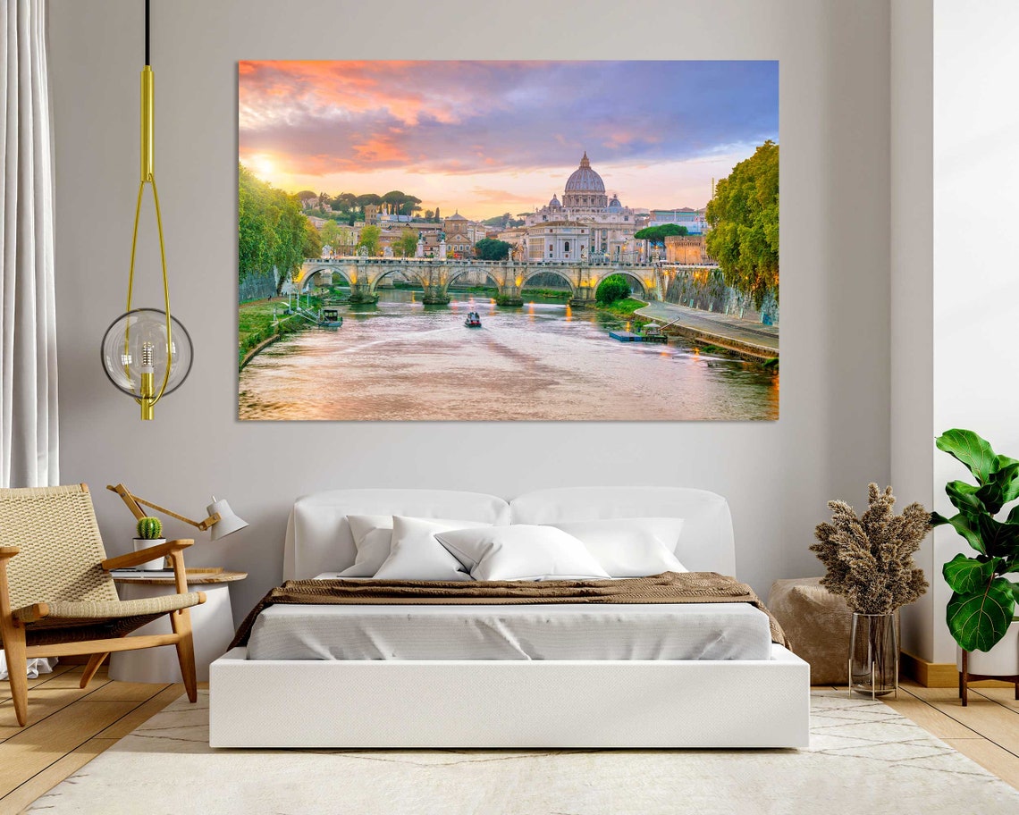 St Peters Basilica Rome Sunset Tiber River Bridge Vatican Poster