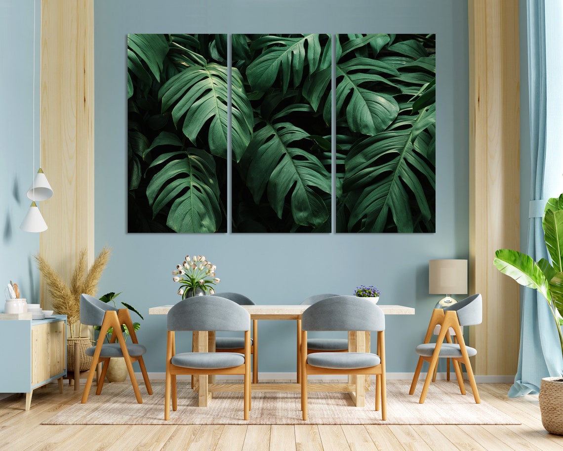Dark Monstera Leaves Tropical Foliage Moody Green Jungle Art Poster - Image 3
