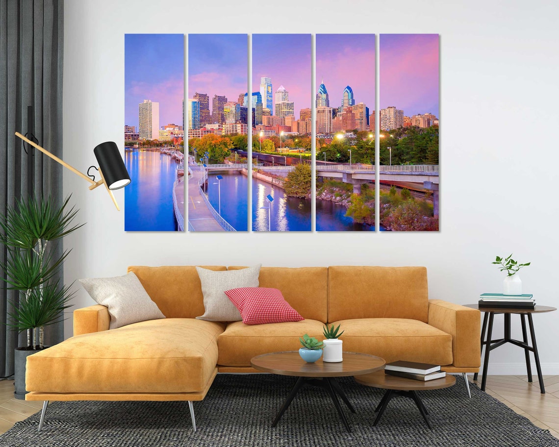 Philadelphia Downtown Skyline At Sunset Over Schuylkill River Poster - Image 5