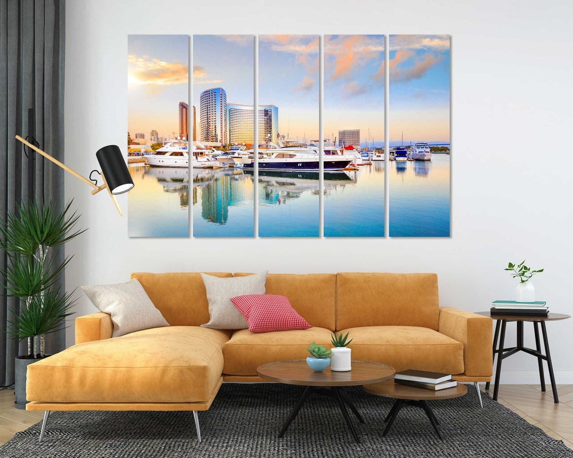 San Diego California Marina Sunset with Yachts and Waterfront Poster - Image 5
