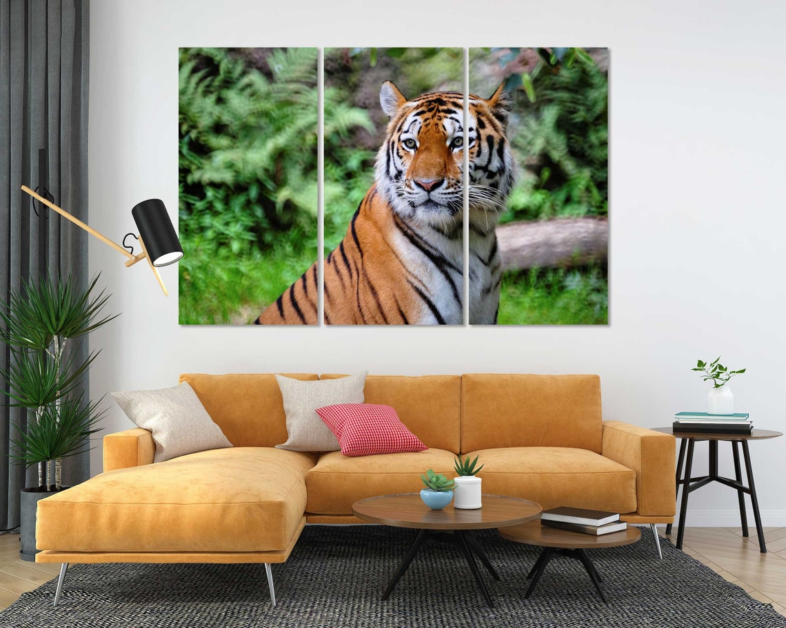 Majestic Tiger Portrait Green Jungle Background Big Cat Nature Poster - Image 5