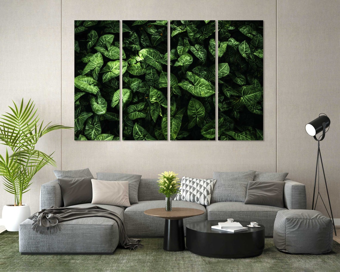 Dark Green Tropical Leaves Lush Foliage Three Panel Nature Poster - Image 8