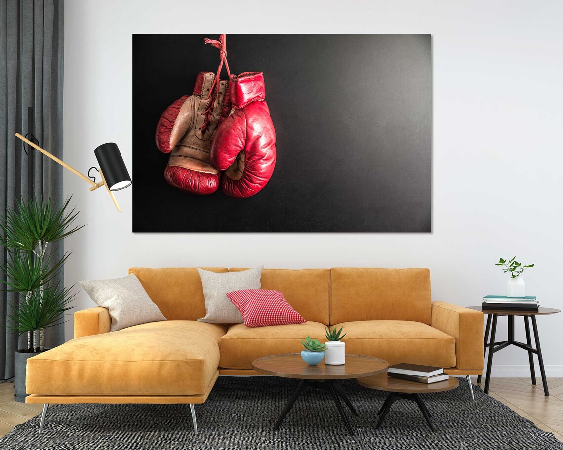 Red Boxing Gloves Hanging Black Background Sports Fighter Wall Decor Poster - Image 5