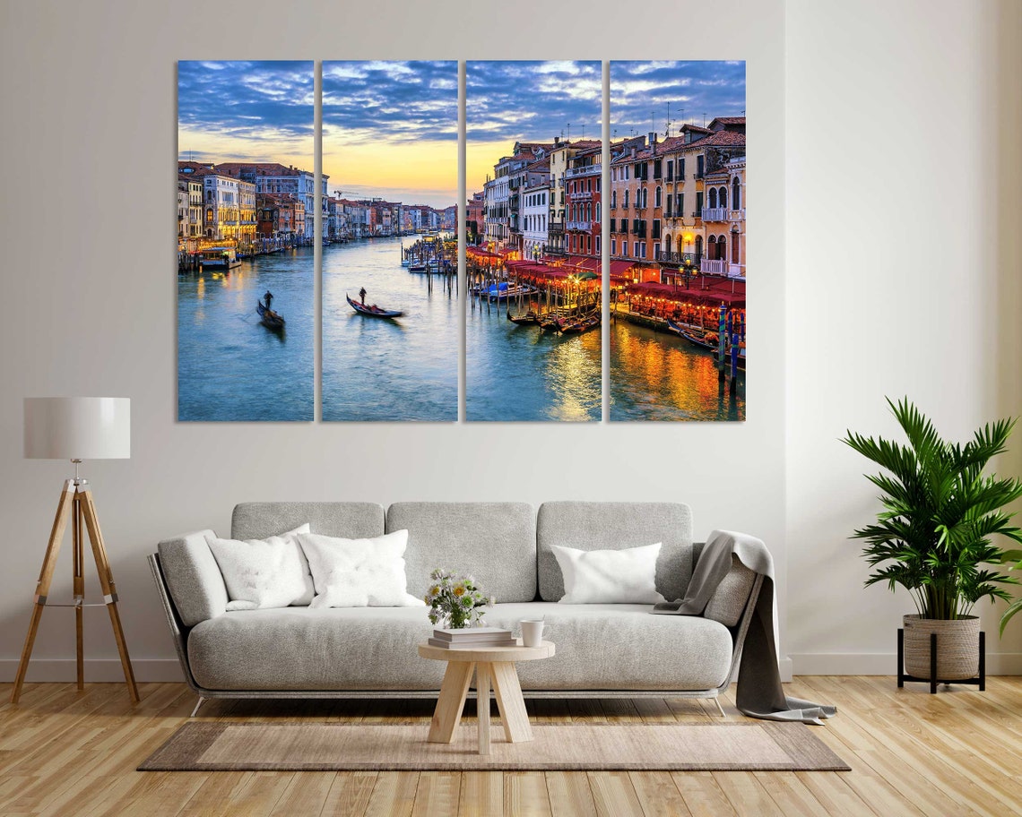Venice Grand Canal Gondolas Sunset Colorful Waterfront Italy Poster - Image 8