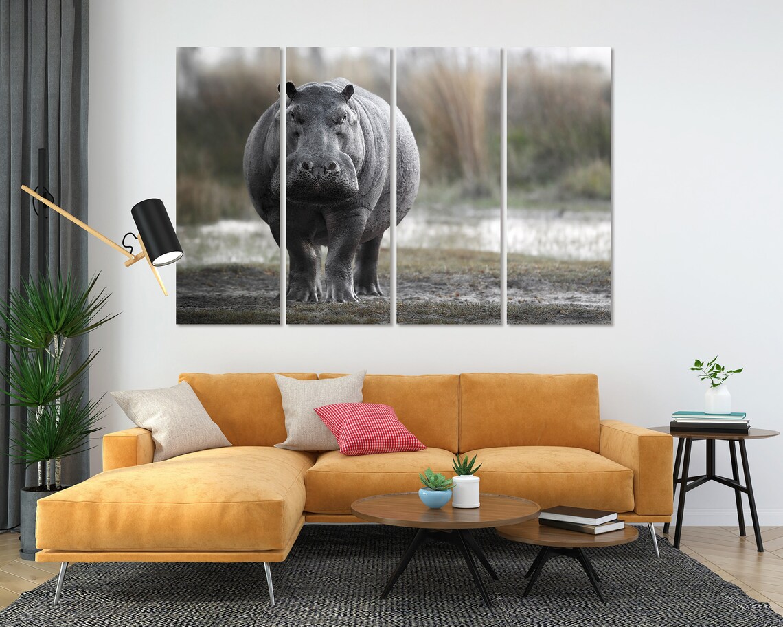 Hippopotamus African Safari Animal Wildlife Portrait Gray Hippo Wall Poster - Image 5