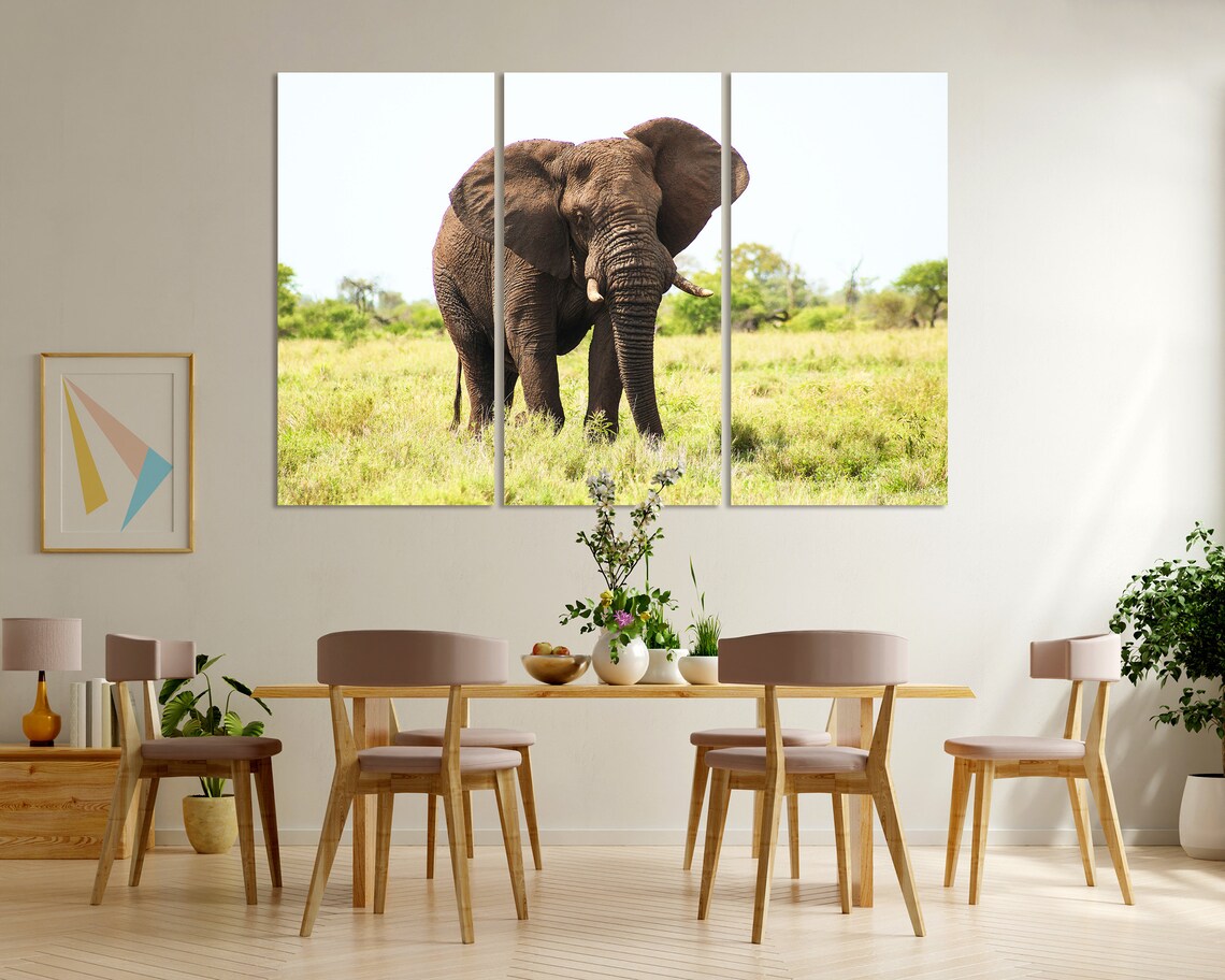 African Elephant Walking Grassland Savanna Wildlife Photography Poster - Image 8
