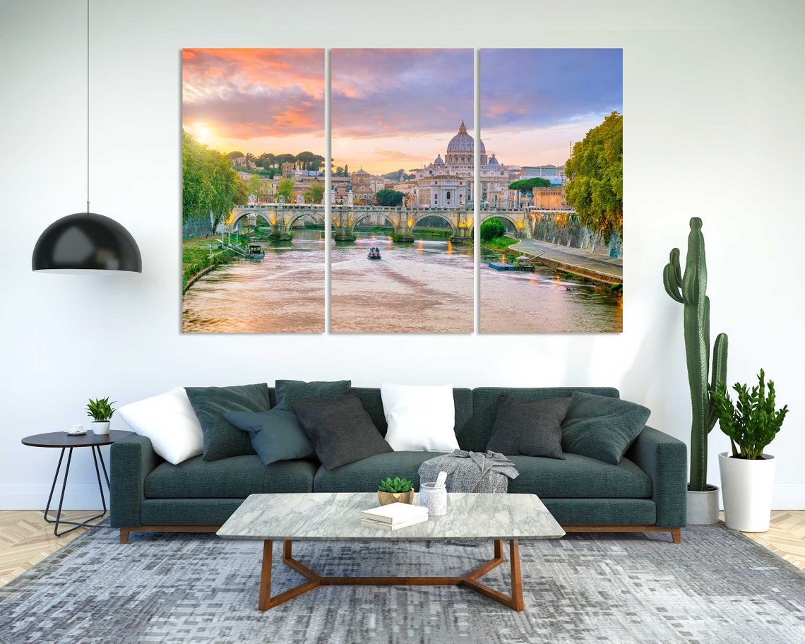 St Peters Basilica Rome Sunset Tiber River Bridge Vatican Poster - Image 3