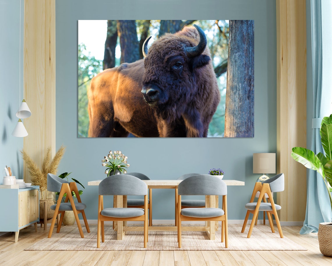 European Bison Bull Close Up Forest Portrait Majestic Wildlife Poster - Image 2