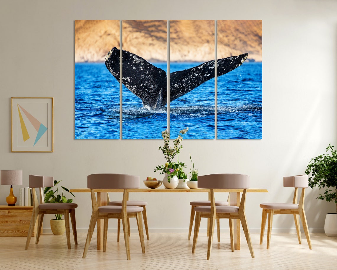 Humpback Whale Tail Flukes Breaching Blue Ocean Waves Wildlife Poster - Image 6